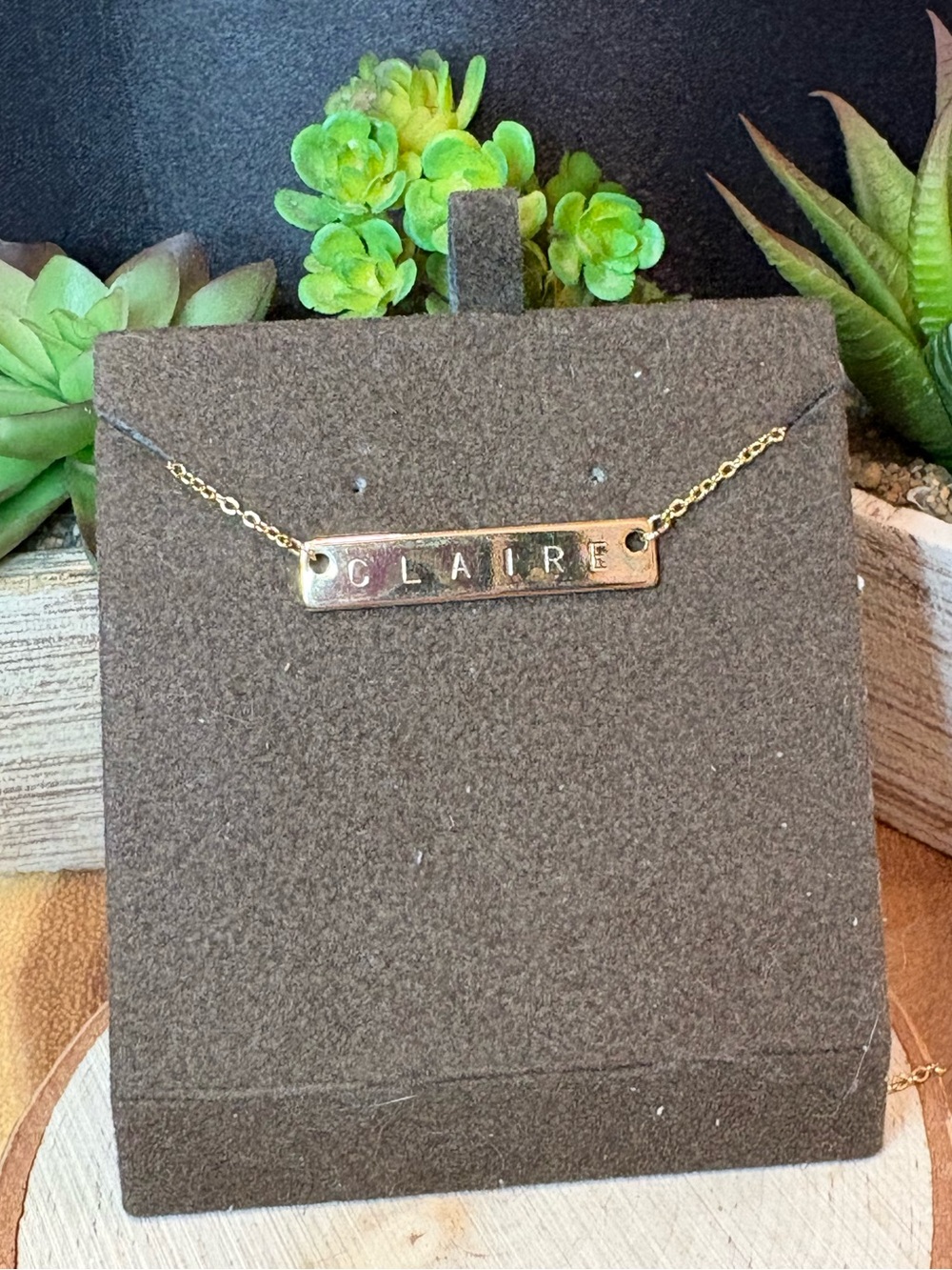 Claire Gold Name Bar Necklace 💛